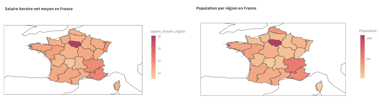 Cartes du salaire et de la population